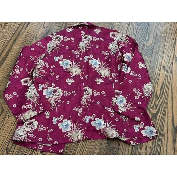 Chico's Blazer Jacket Long Sleeves Collared Open Front Floral Purple Size 1 US M - Picture 2 of 14